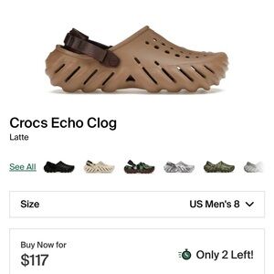 Crocs Echo Clog Latte Men’s size 8 Women’s size 10